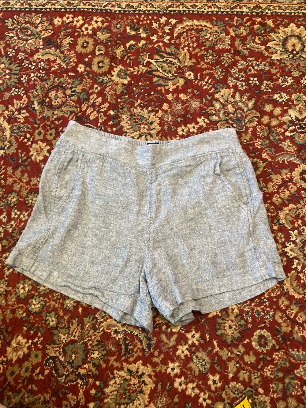 GAP Light Gray High-Waist Linen-Blend Women's Shorts